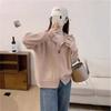 Autumn and winter new women's loose solid color zipper cardigan versatile casual thickened polo neck sweater jacket
