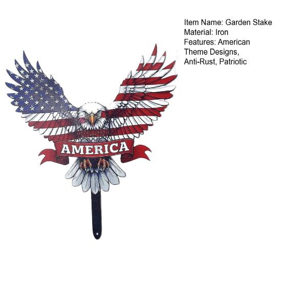Fourth of July Garden Stake Stars And Stripes Eagle Yard Art Stake American Patriotic Stake for Backyard Lawn Decoration