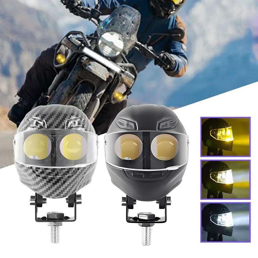 Motorcycle Fog Lights Waterproof LED Spotlight Helmet Shaped Double Color Flash LED Fog Lights For Road Touring Outdoor
