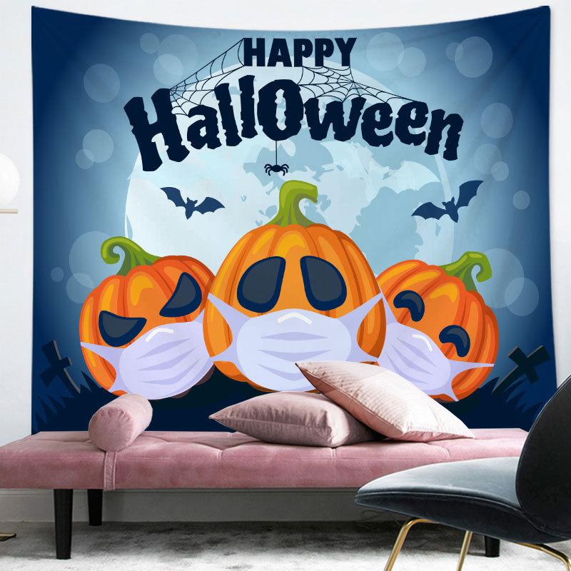 Happy Halloween Tapestry Cartoon Pumpkin Print Tapestry Home Living Room Bedroom Decor Wall Hanging For Boys Teen Festival Gift