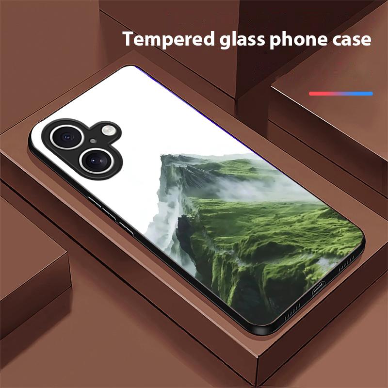 High Mountain Flow Dla Apple IPhone 16E 16 E 11 13 15 P Ro 14 Pro Max 12 Mini 7 8 Plus XR X XS Czarne Szkło Hartowane Etui na Telefon