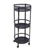 Carrito de Servicio Metálico Giratorio de 3 Niveles Multifuncional Plegable Redondo de Almacenamiento Carrito para Cocina