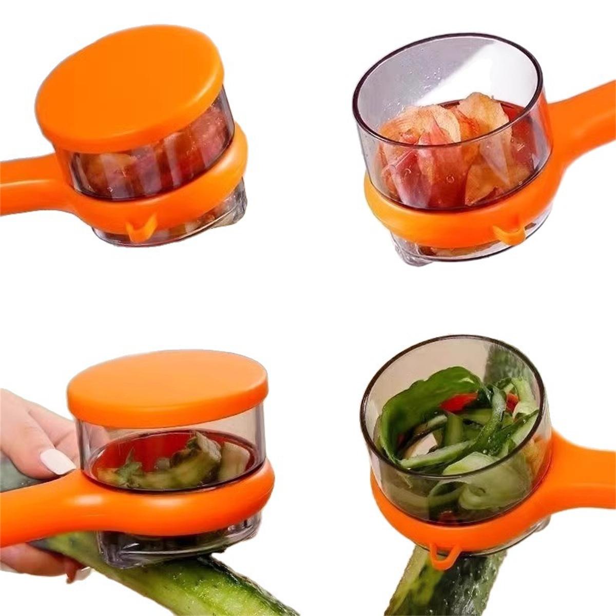 

The new retractable peeling knife has a cover and the peel does not fly or splash. It is easy to clean up and simplifies housewo