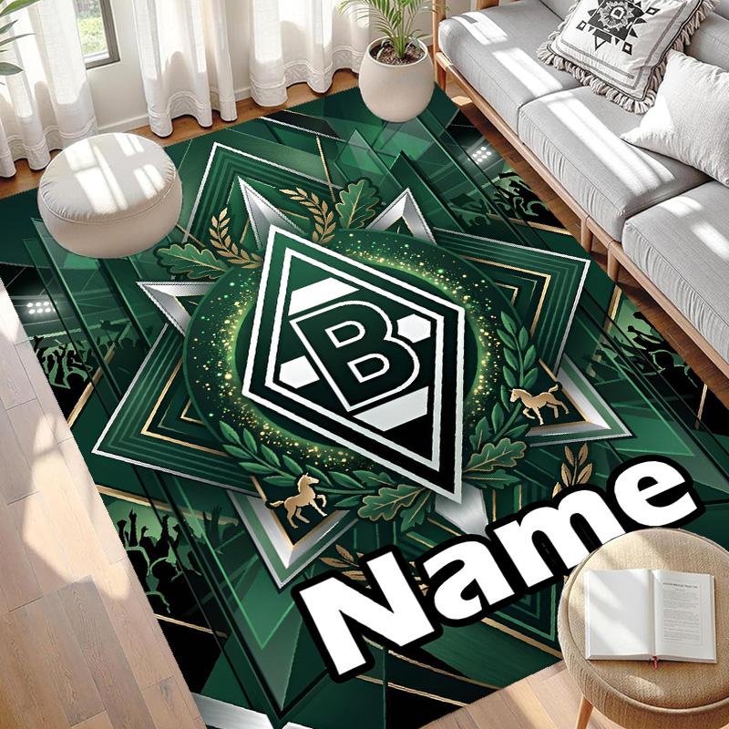 Custom Name Personalized Borussia Monchengladbach Print Carpet, Versatile Home Decor Rug, for Playroom, Apartment, Balcony, Entryway, Hallway Gift