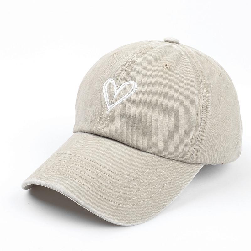 Summer Women Baseball Cap Peach Heart Embroidered Wash Denim Soft Top Dad Hat Casual Korean Couple Retro Y2K Snapback Sun Hats