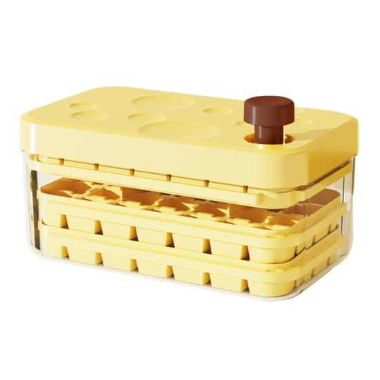 Ice Cube Tray with Lid And Bin Large Capacity Ice Cube Mold for Freezer Stackable BPA Free Easy Release