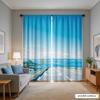 2PCS Seaside Coastal Highway Scenic Print Curtains Floral Window Treatment Applicable To Print Curtains for Home Decor