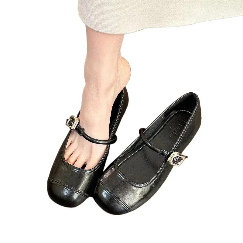Shoes for Women 2024 New Shallow Women's Slippers Fashion Buckle Strap Bean Flat Shoes Hot Sale Solid Flat Low Heels Zapatos