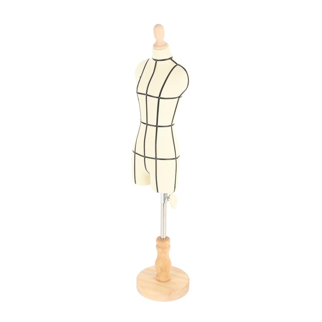 Miniature Dress Form with Stand Wood Base Sewing Mannequin Body Clothing Display Model for Dressmaking and Teaching