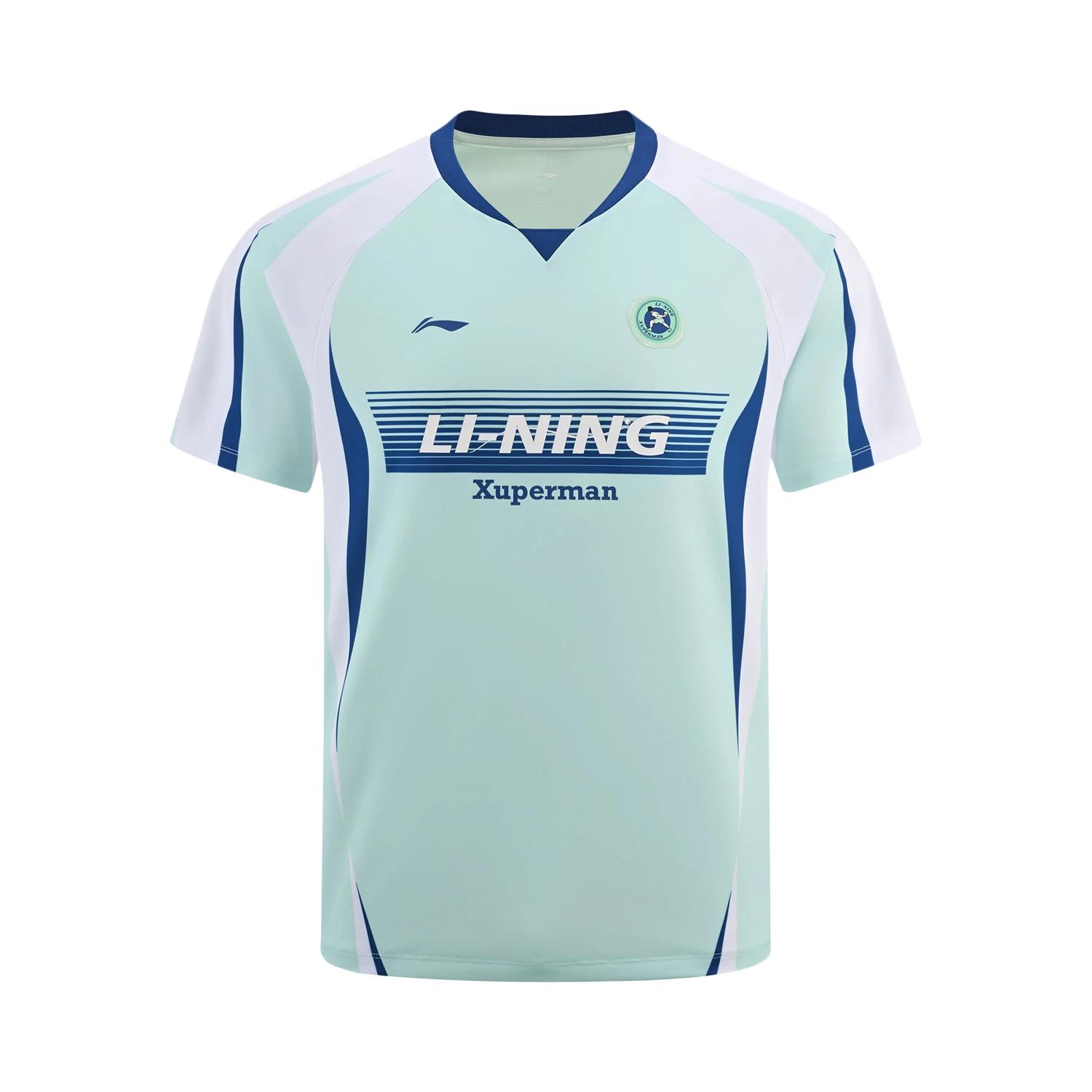 

Li Ning X Xuperman Коллаборация Серия для пинг-понга Удобная футболка с принтом букв, цветными блоками, простая, дышащая, модная, с коротким рукавом AAYV251-2 L