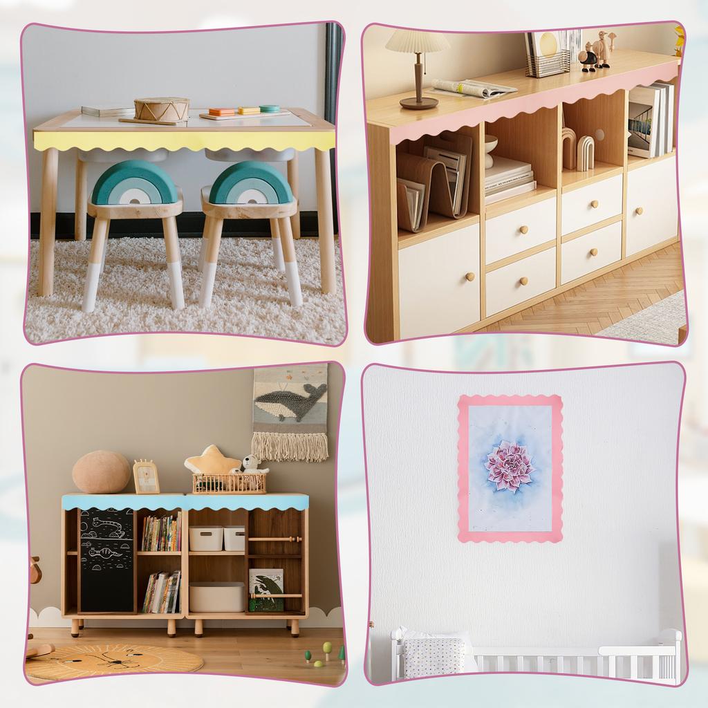 6 Rullar Anslagstavla Kanter Klistermärken 60 m Vågformad Anslagstavla Kantlist Klassrum Anslagstavla Tapet Väggklistermärke