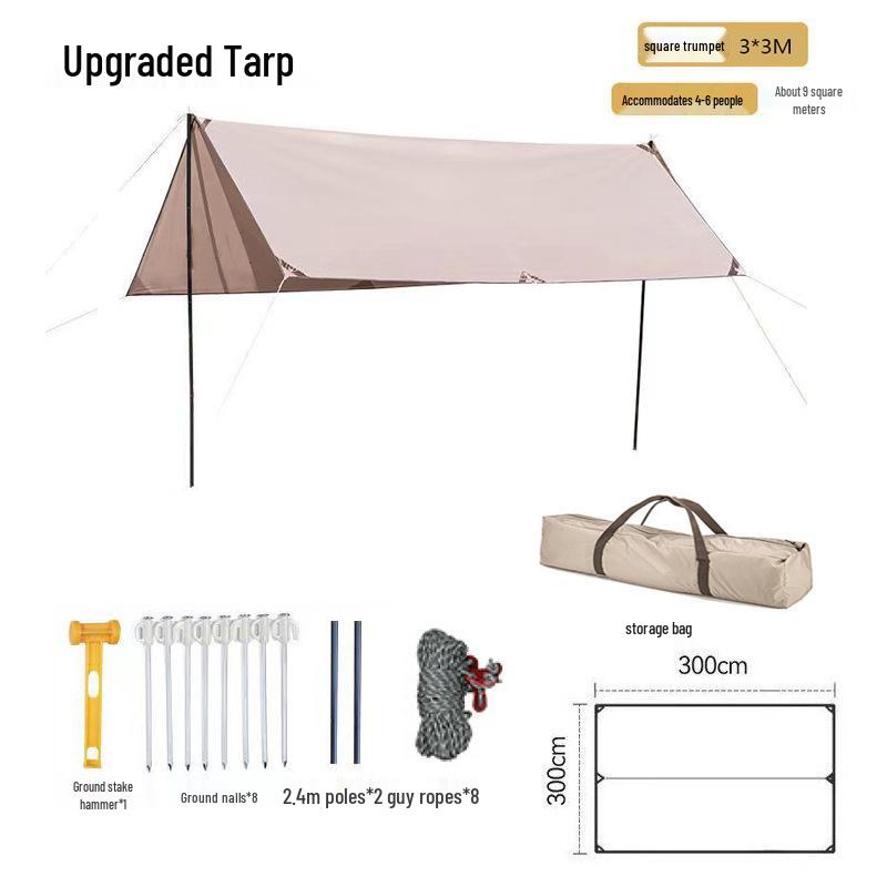 Ultra-Light Silver Coated Outdoor Canopy Tent with Sunshade & Waterproof Sun Protection for Camping, Cooking, and Picnics
