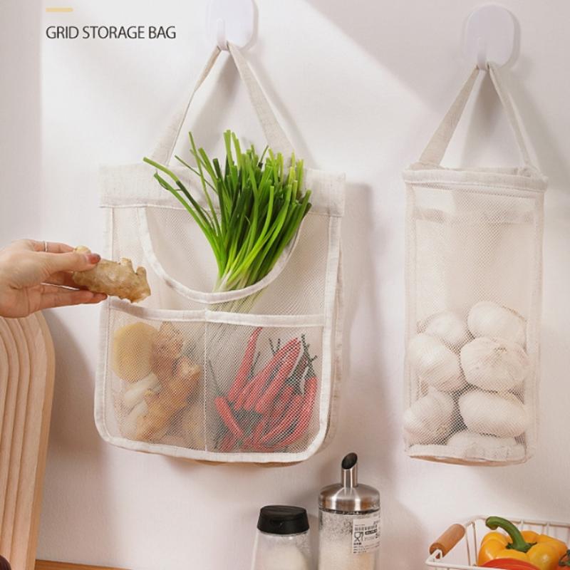 1Pc Portable Hanging Mesh Storage Bag Multi-purpose Breathable Fruit And Vegetable Hanging Net Bag Kitchen Gadgets