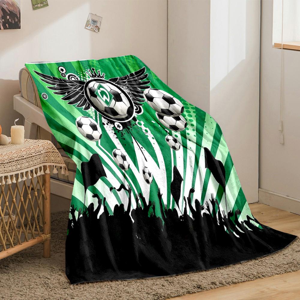 Soccer Wings Green Designed Flannel blanket for bedroom, living room, sofa, and nap