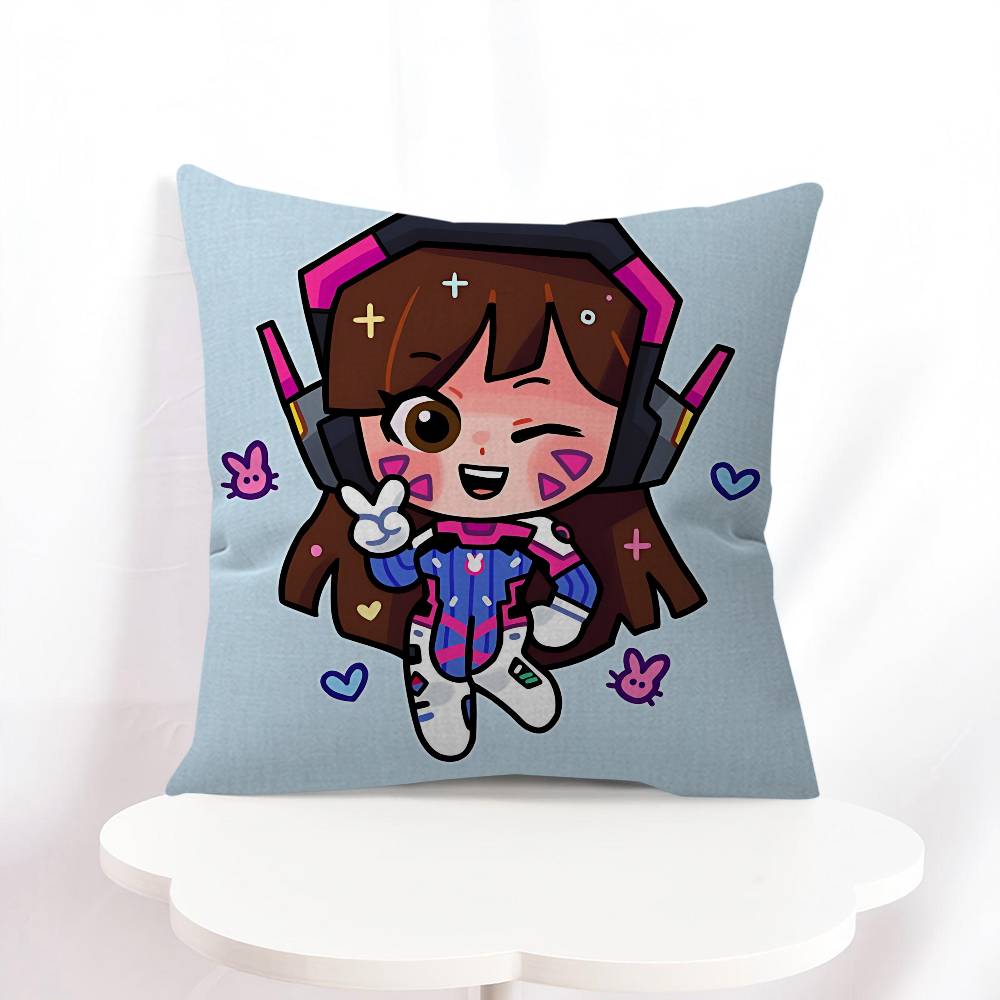 D.Va Cartoon Pillowcase Toon Gift Cushion Cover Bedroom Home Sofa Chair Seat Decor Pillow Case