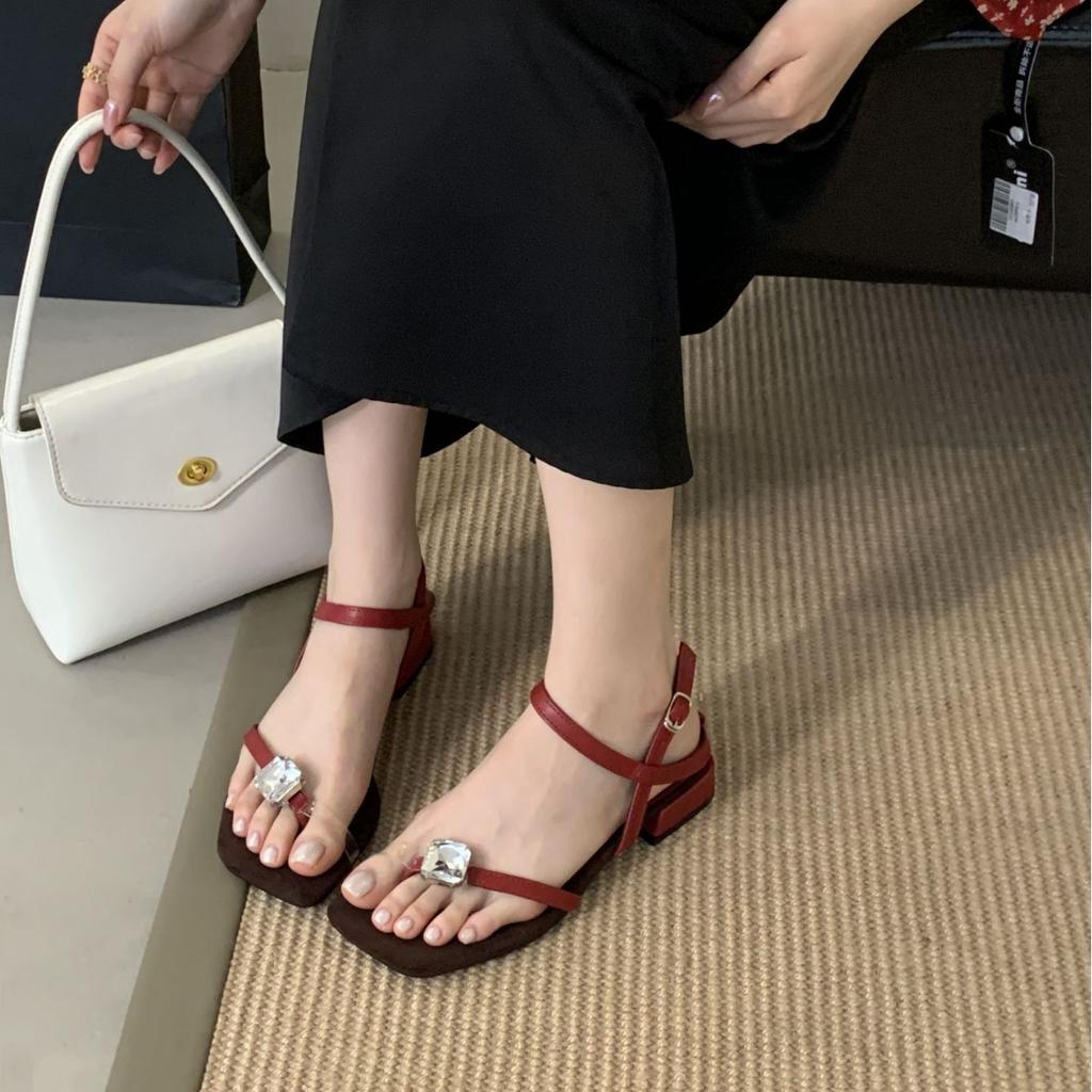 Fashion 2025 Summer Flip Flops Platform Retro Woman Shoes Square Toe Female Sandal Corrective Original Comfort Low Girls Open Beige Fash