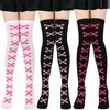 Damen Oberschenkelhohe Socken Über dem Knie Zopfmuster Stiefelsocken, Gekreuzte Knochen Lange Warme Modische Beinwärmer Winter