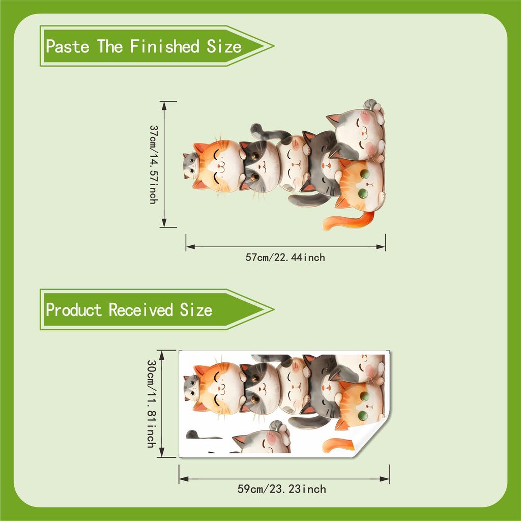 Stacked Cats Self Adhesive Wall Sticker No Residue For Entryway Door Decor