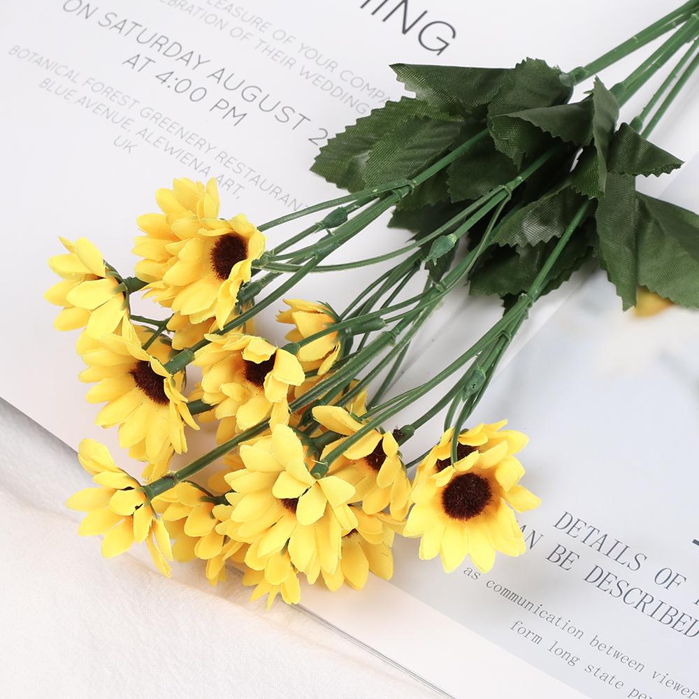 5/7/22 Heads Decorative Home Decor Real Touch Artificial Flower Wedding Decoration Silk Sunflower Fake Flores Bouquet
