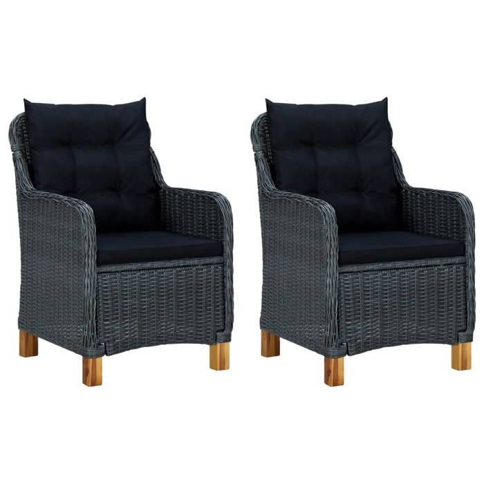 Ensemble salon de jardin en résine tressée gris foncé - VidaXL - Fauteuils avec coussins bien rembourrés