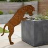 Rusty Finish Metal Dog Garden Statue Rustic Cat Lawn Ornament Dog Pot Hugger Decor  Courtyard