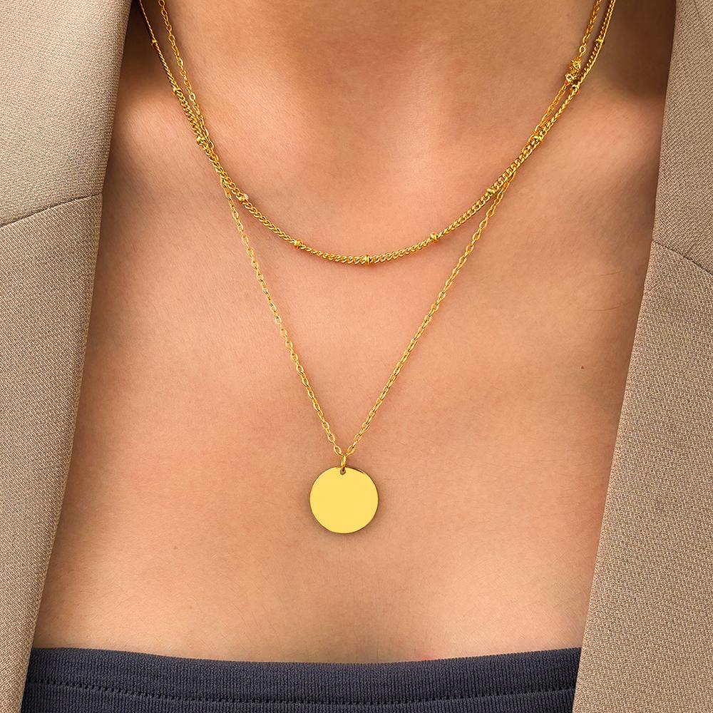 Stainless Steel Necklaces Simple Bead Chain Overlapping Tape Clavicle Chain Ornate Necklace For Women Zircon Goddess Gifts New