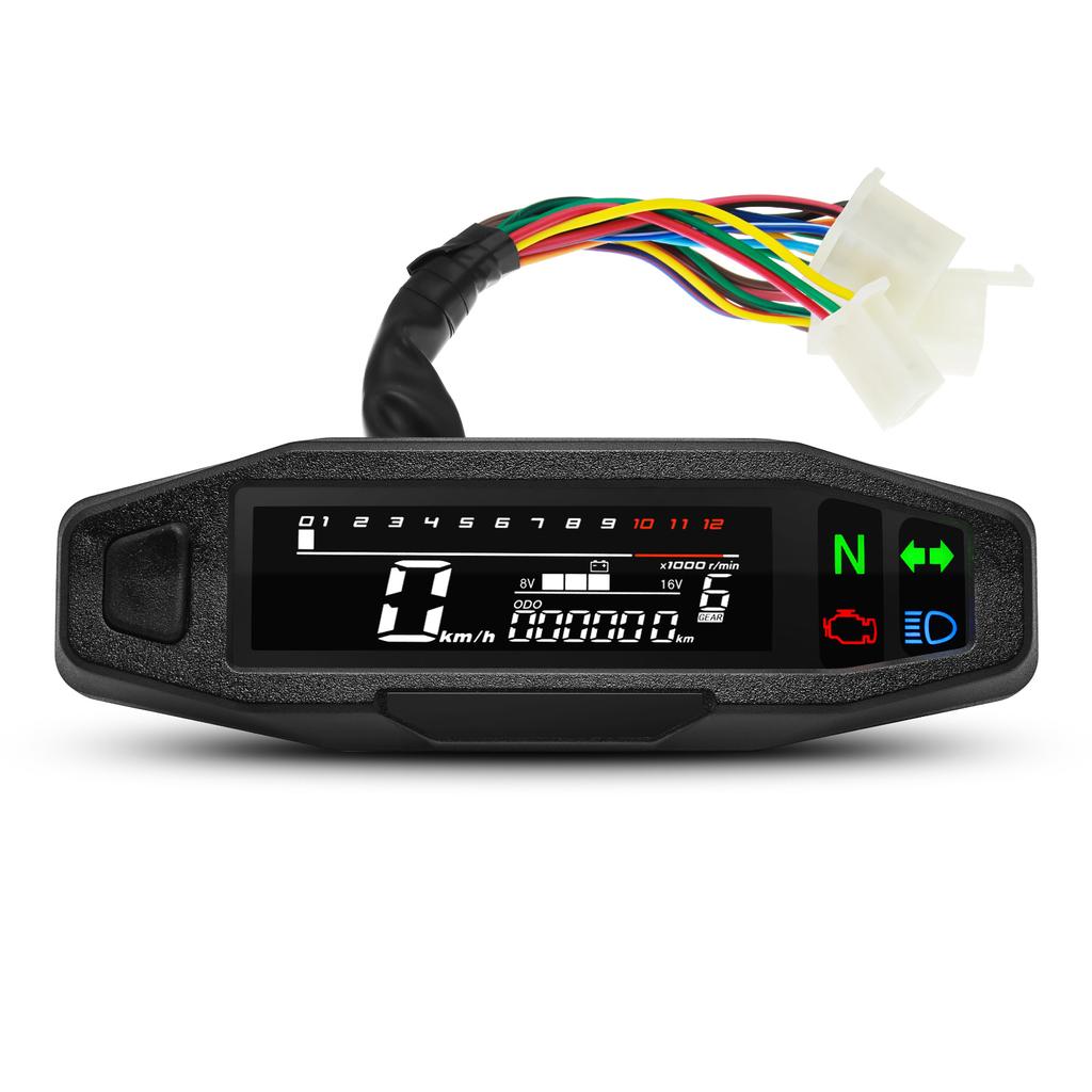 Universal Motorcycle Meter Speedometer LED Digital Dashboard 12000RPM Gauge Tachometer Panel Motor Odometer Display Y Bracket