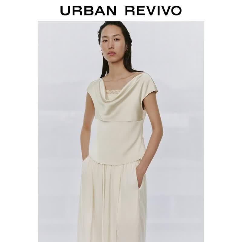 UR2026 Women s Elegant Cowl Neck Sleeveless Blouse S