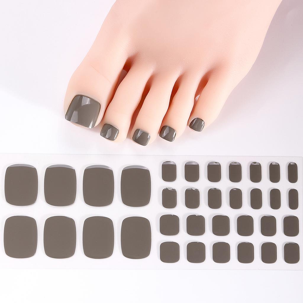 34tips UV Free Gel Toenail Sticker Solid Full Cover Gel Toenail Wraps Self-Adhesive Foot Nail Art Decoration