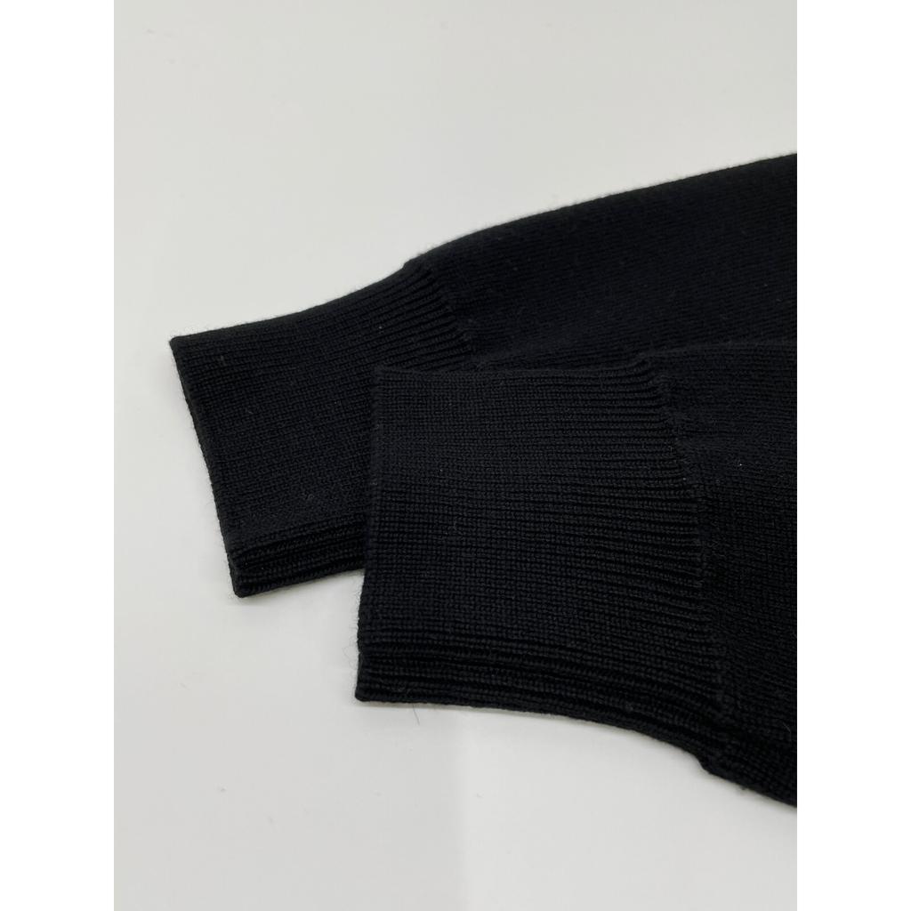 SLOANE Black Wool Blend Double Face Jersey Lacquer Sleeve Turtleneck Pullover Tops 2 blackUsed