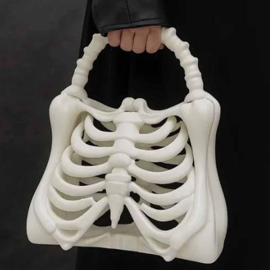 3D Printed Skeleton Bone Bag Halloween Gothic Skeleton Purse Spooky Ribcage Handbag Anatomical Dark Aesthetic Accessory