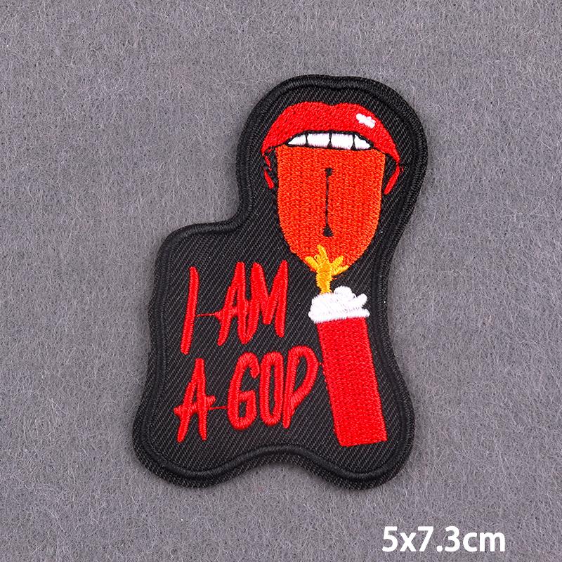 Red Fusible Patches Hiphop Iron On Thermoadhesive Patches For Clothes Cross Skull Embroidery Patches For Jacket Logo Applique