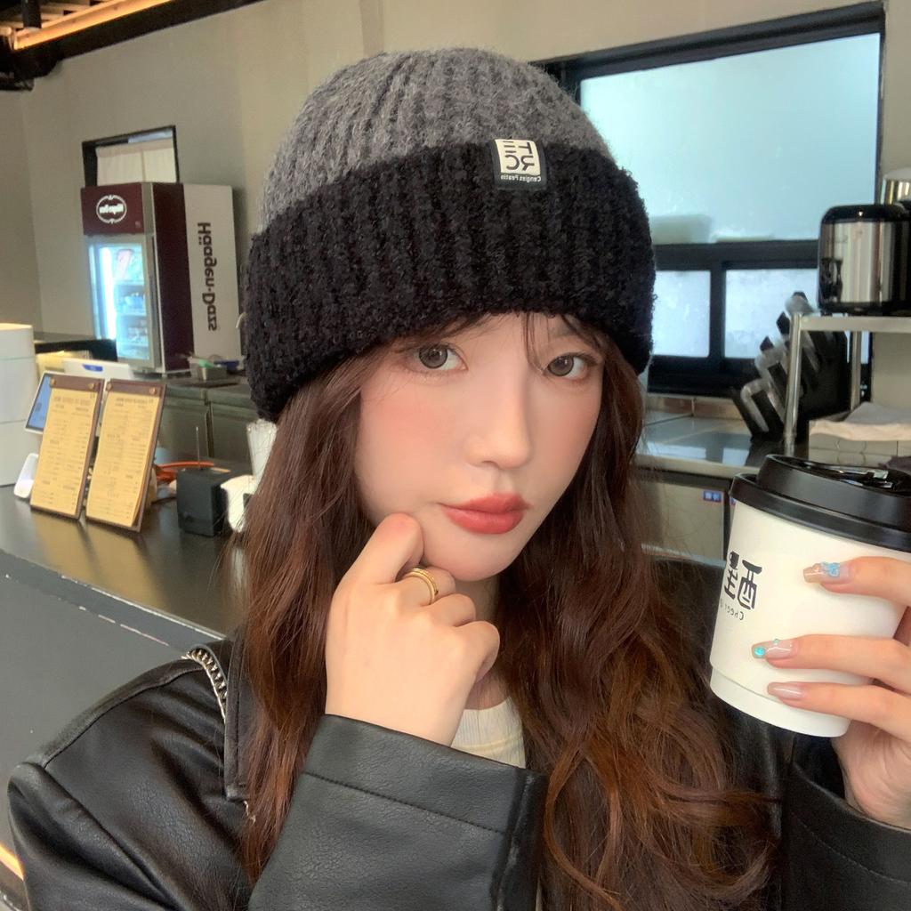 Women's Winter Warm Curly Knitted Hat Korean Style Windproof Ear Protection Face Small Melon Fur Hat