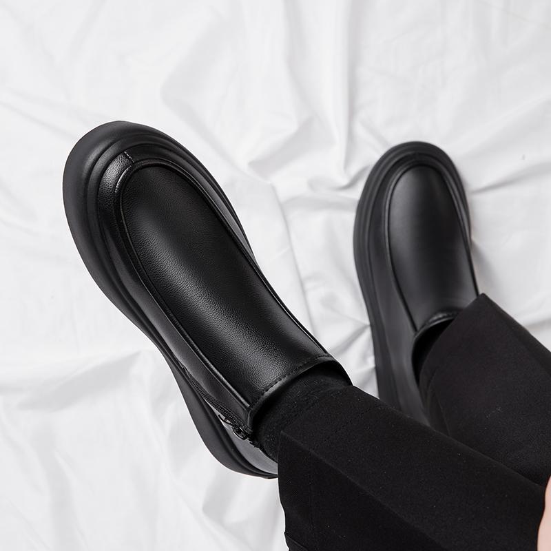 Italian Genuine Leather Business Shoes Men High Top Office Loafers Casual Leather Footwear Slip-on Flat Designer Shoes