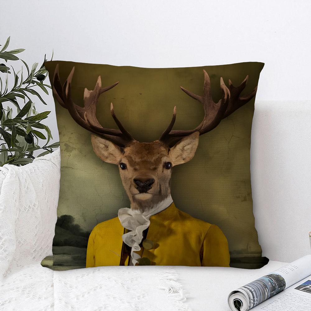 Nordic Fashion Animal Pillow Case Sofa Decorative Home Double-sided Print Plush Square Throw Pillow Covers Cushion Decor Cover