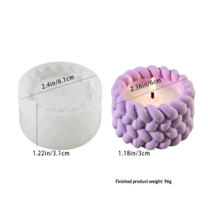 Woven Candle Jar Silicone Mold DIY Round Concrete Flowerpot Casting Molds Plaster Resin Storage Box Craft Making Home Decor