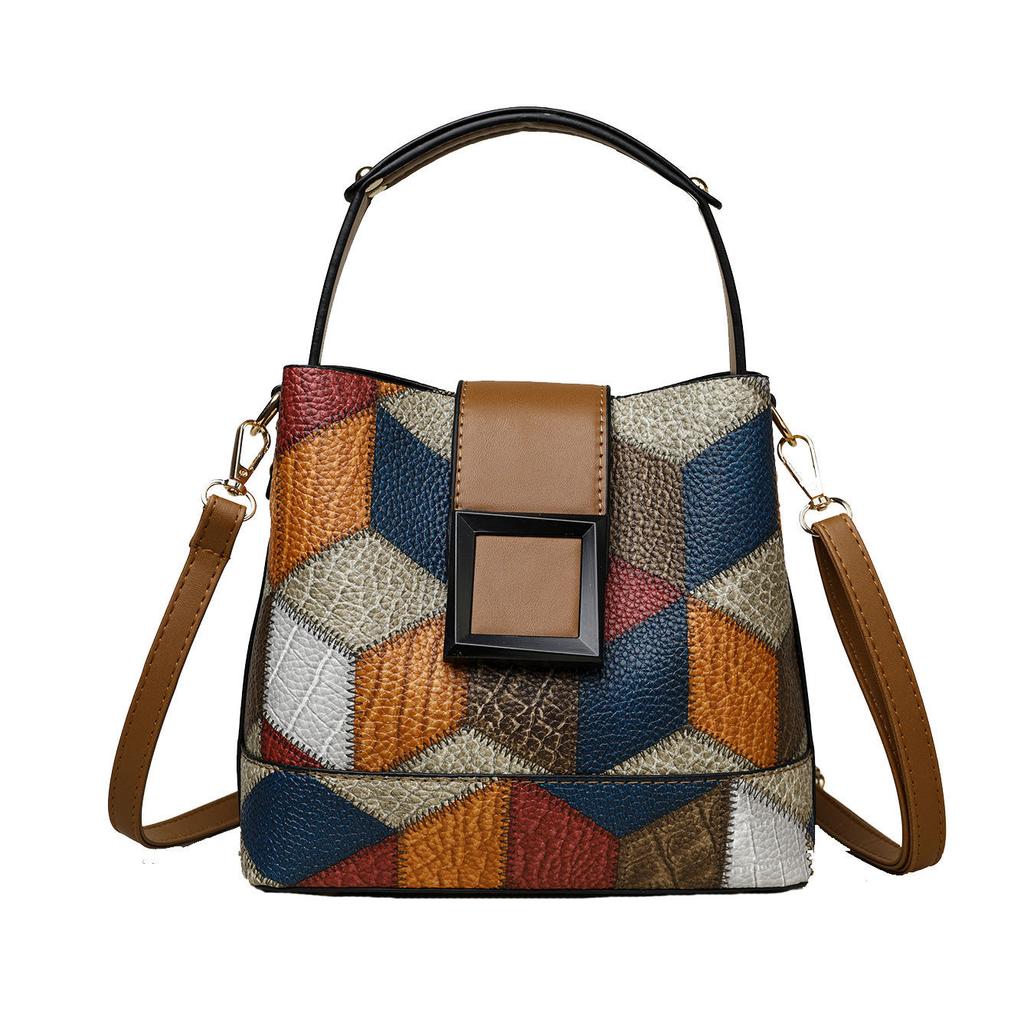 1Pc Small Elegant Solid Color Bucket Bag with Adjustable Shoulder Strap Versatile Crossbody Handbag for Women Lightweight with Zipper Closure