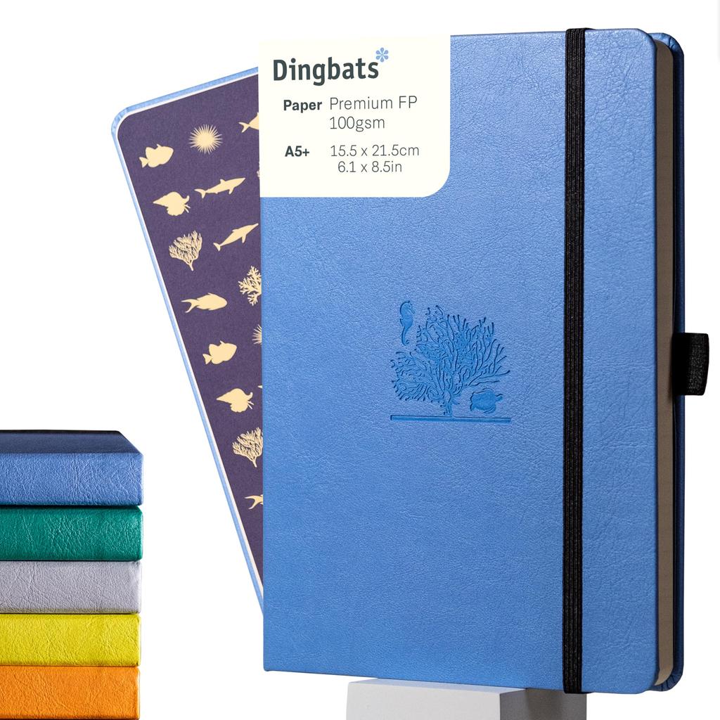 Dingbats Earth Dot A5 Medium Sky Blue Great Barrier Reef Hardcover Cream 100gsm Inkproof Paper Numbered Index Key Pages - Notebook, - - - Pages, &