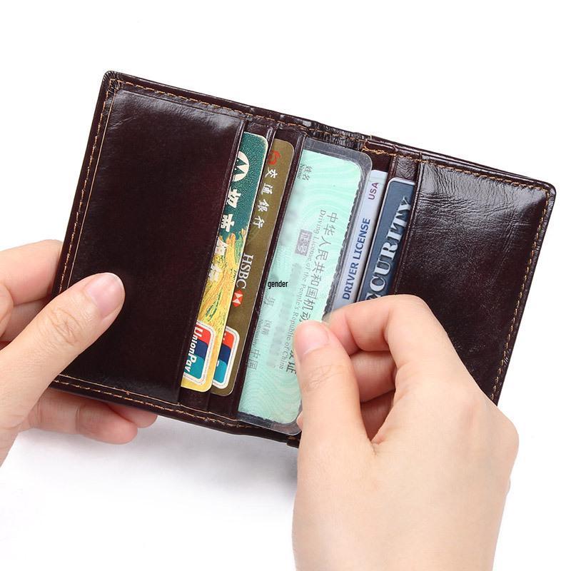 Jiameida Vintage Leather RFID Anti-Theft Unisex Coin & Card Wallet