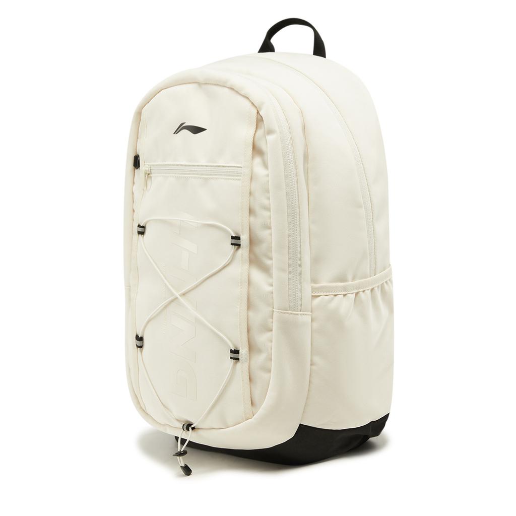 Li Ning Sports Life Collection Polyester Backpack Unisex Mother Of Pearl White & Basic Black ABSW209-1