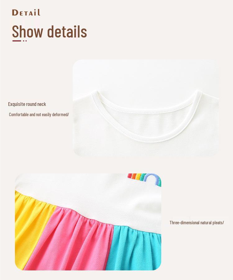 European-Style Rainbow Print Toddler Princess Summer Dresses