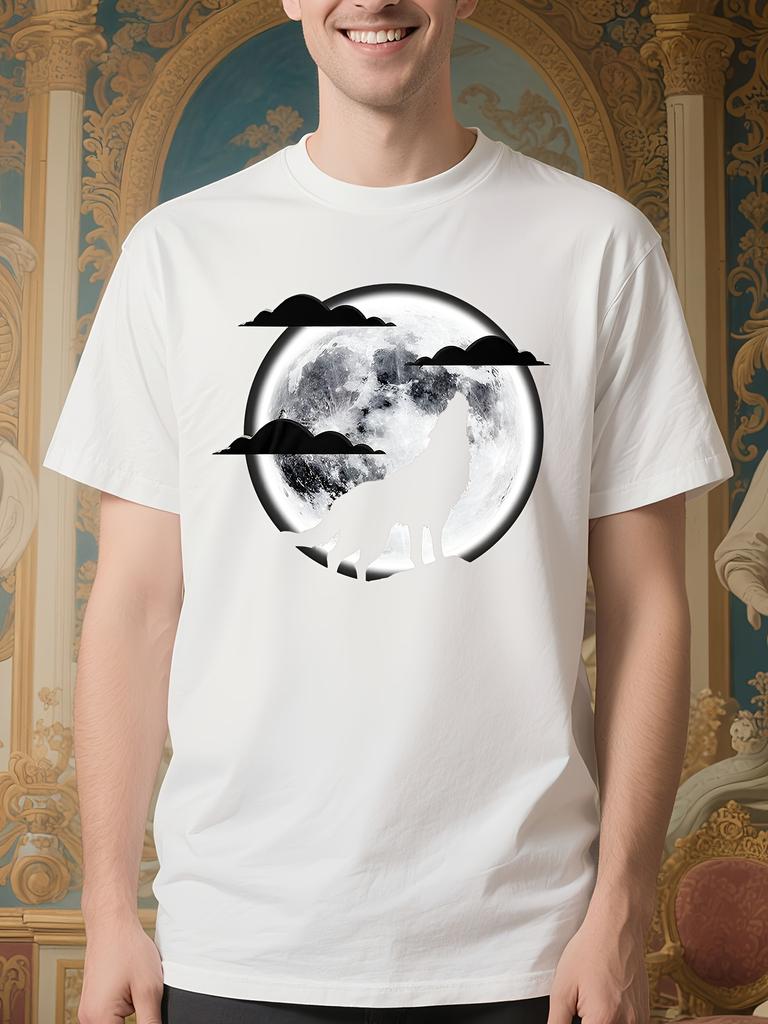Halloween Full Moon Wolf Howl Graphic Tshirt - White Tee ...