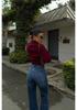 European & American Style Knit Zipper Cardigan: Women's Half-high Collar, Loose Long Sleeve, Cropped Soft Fluffy Sweater.