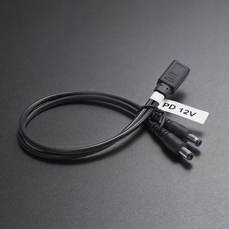 USB C To Double 5.5x2.1mmDC Power Cable 9V 12V 3A For LED Lights Router Fan Speaker Charging