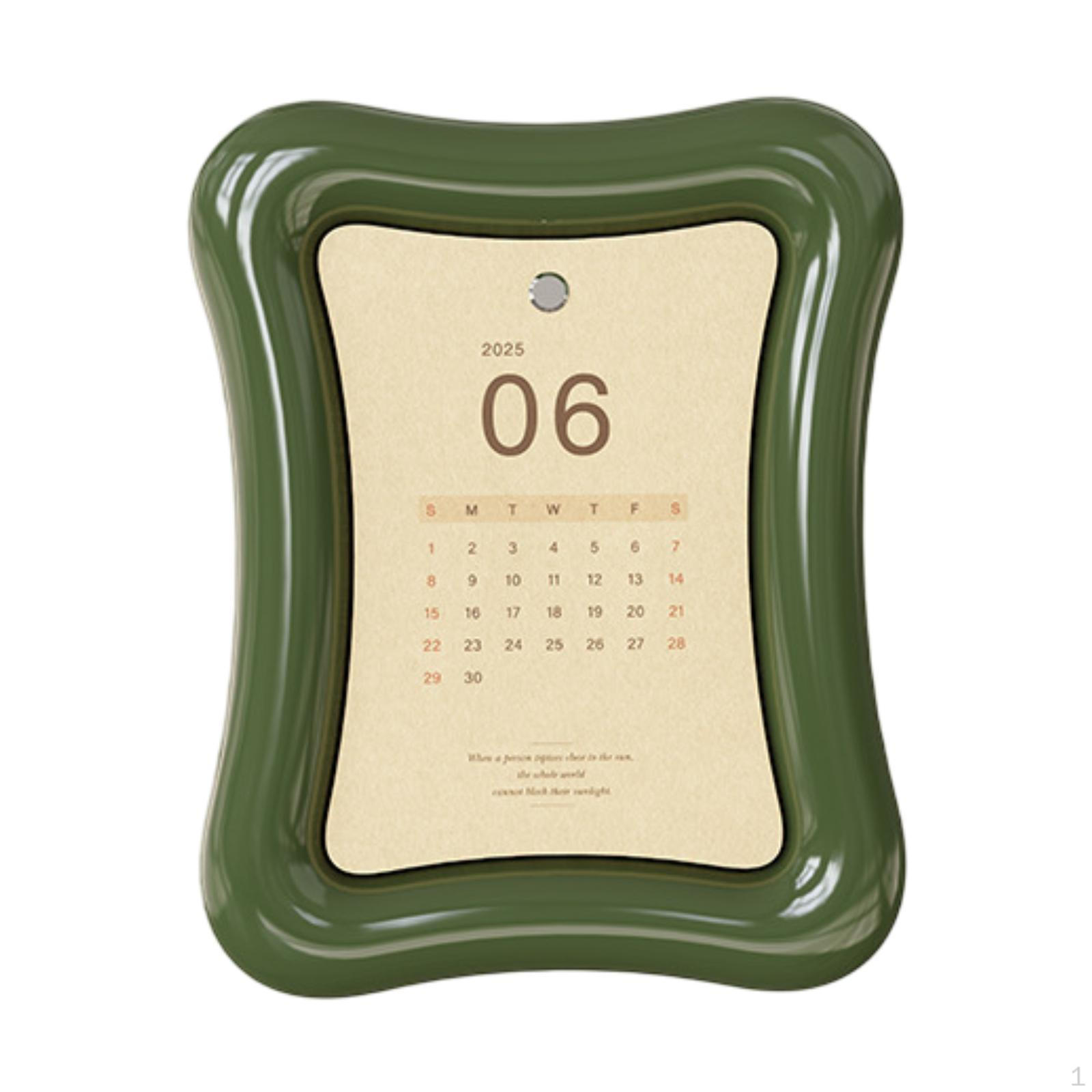 

Desk Calendar Decor Ornament Planner Home for Bookshelves зелений