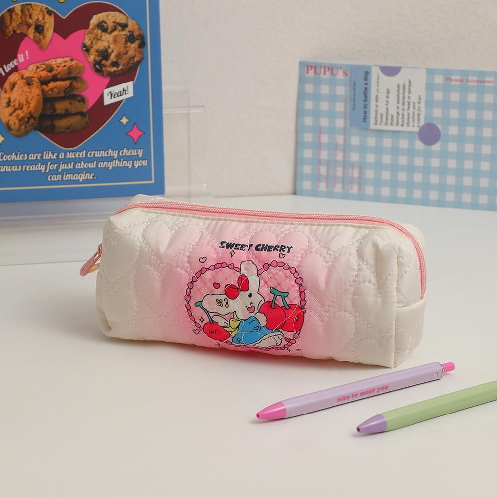 

Cream Color Girls Pen Bag Large Capacity Stationery Storage Bag Desktop Storage рожевий