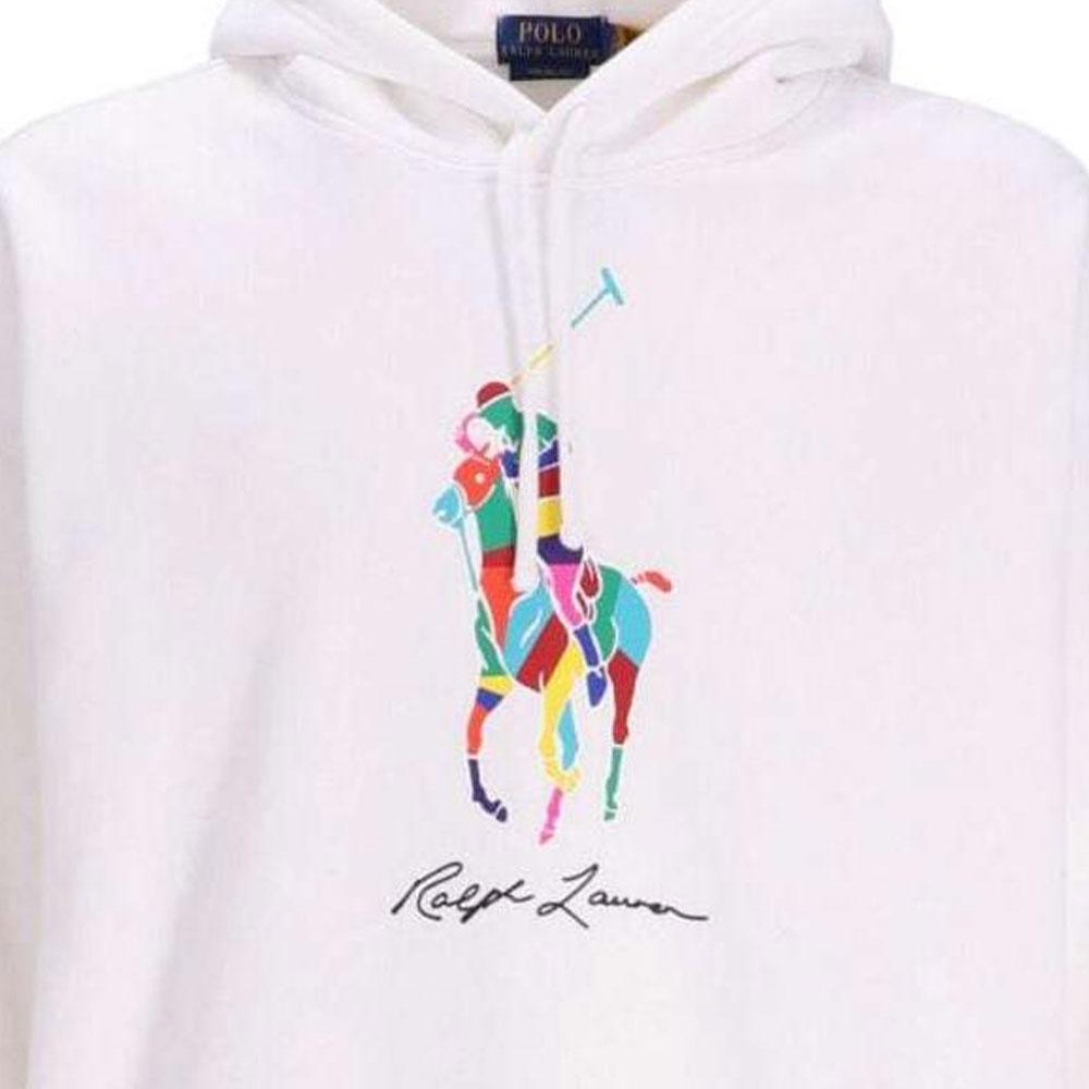 Polo Ralph Lauren Letter Print Hooded Long Sleeve Loose Sweatshirt Men sweatshirt White 710926613-001