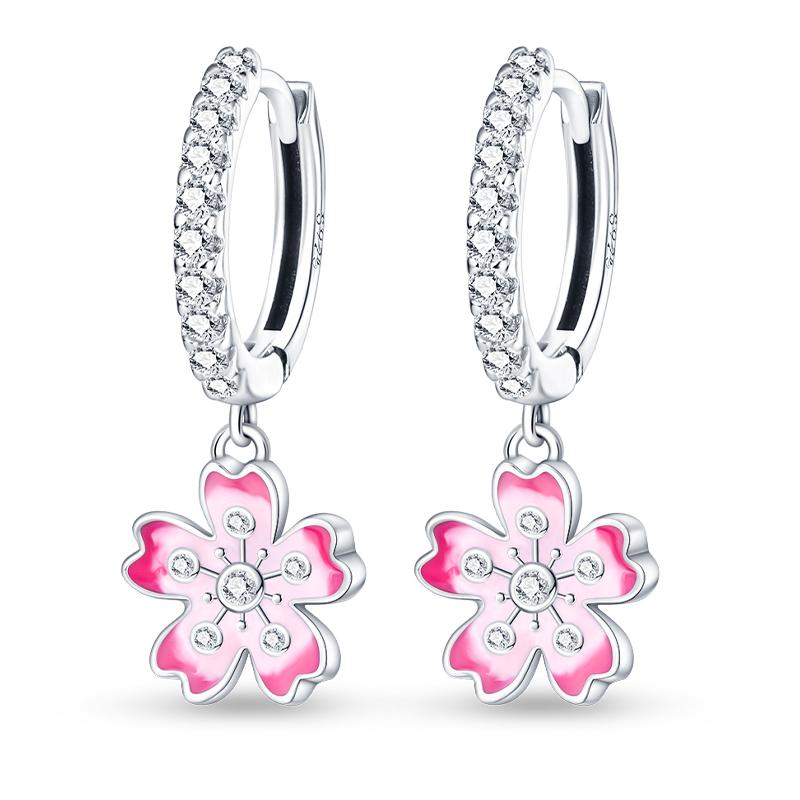 Women's 925 Silver Teddy Bear Rabbit Donut Pink Theme Sweet Romantic Priginal Design Earrings Engagement Party Exquisite Jewelry
