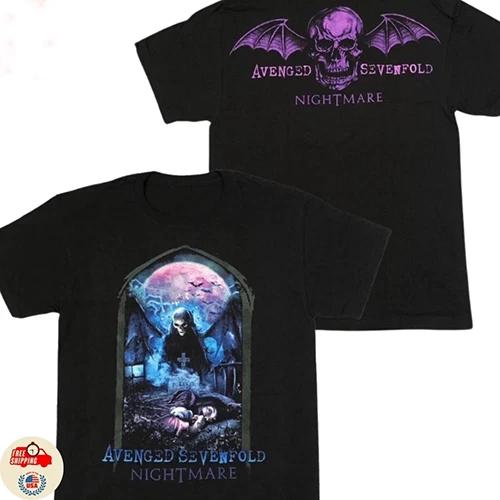 Футболка Avenged Sevenfold Nightmare Tour 2010 Винтажная футболка метал-группы Череп Черная 2XL