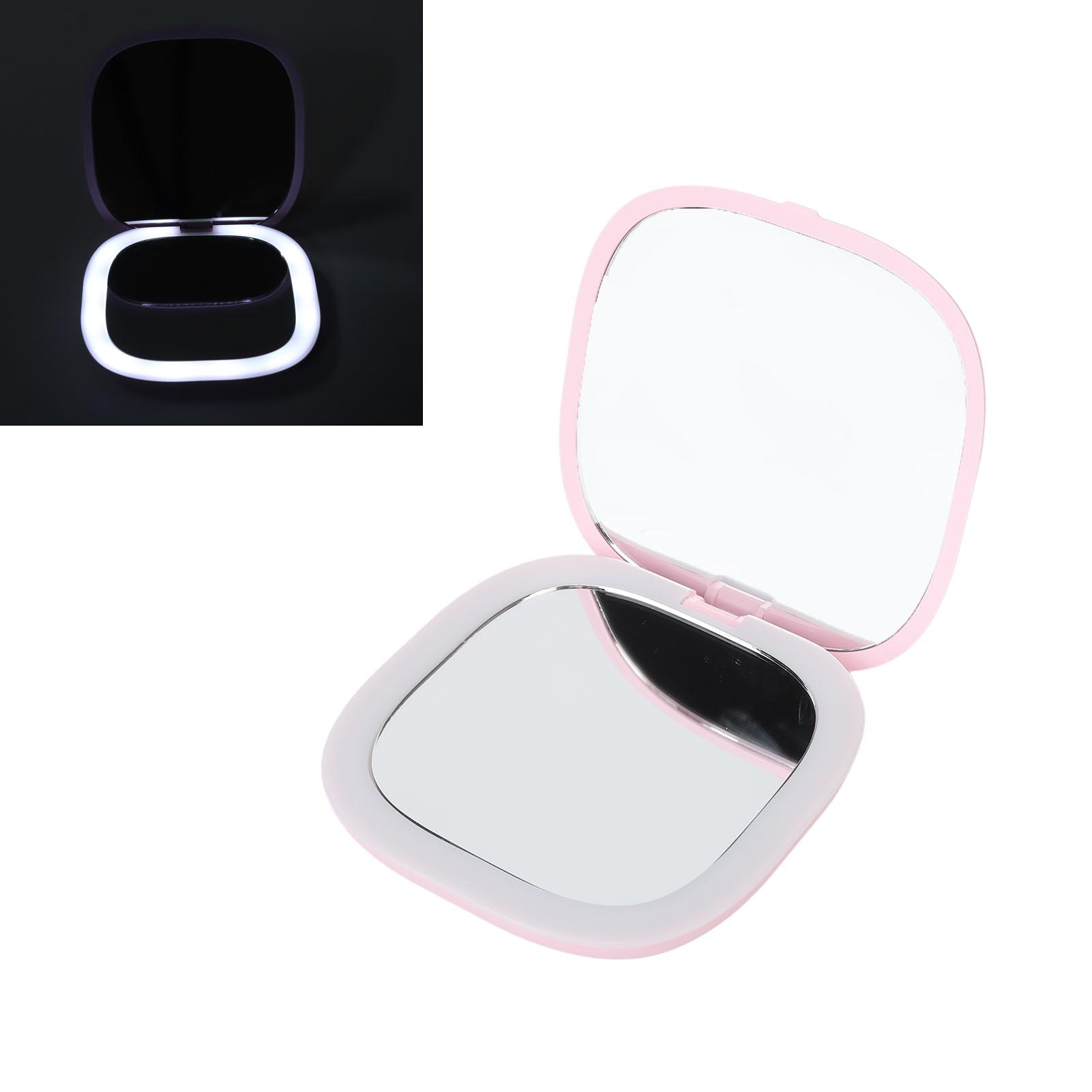 LED Makeup Mirror 3X Magnification Double Sides Foldable Handheld White Lighting Mirror